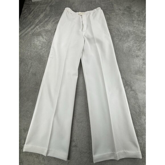 Vintage Nikki Pants White Polyester Knit Elastic Waist Wide Leg Size 9/10 - Picture 1 of 9